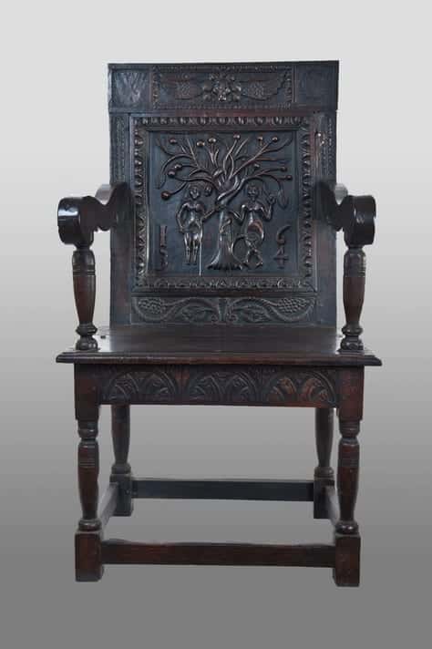 Charles I Adam and Eve oak armchair