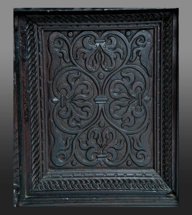 Elizabeth I carved oak overmantel