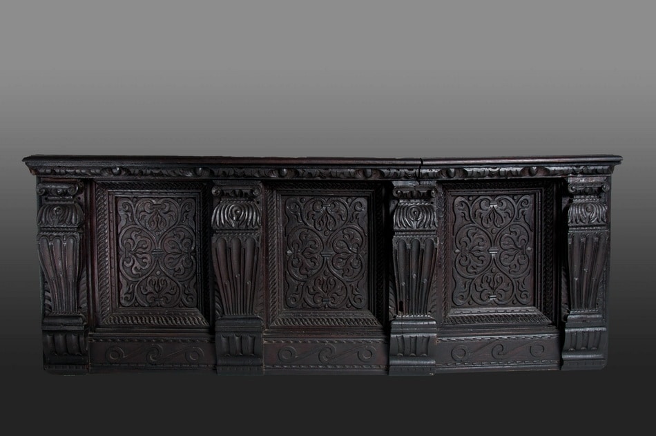 Elizabeth I carved oak overmantel
