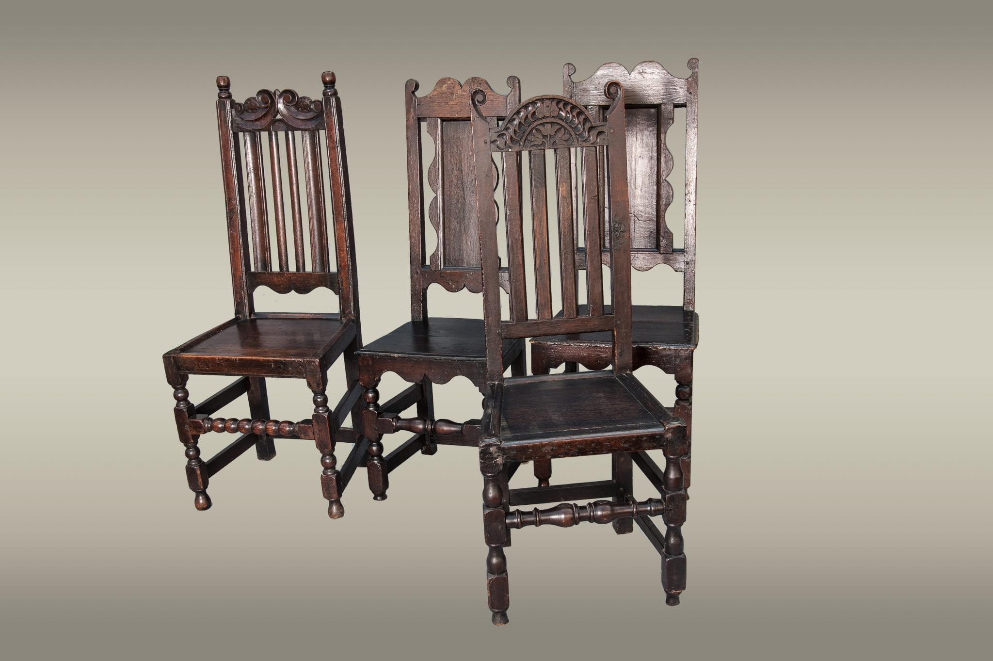 Matched set of 17th century chairs