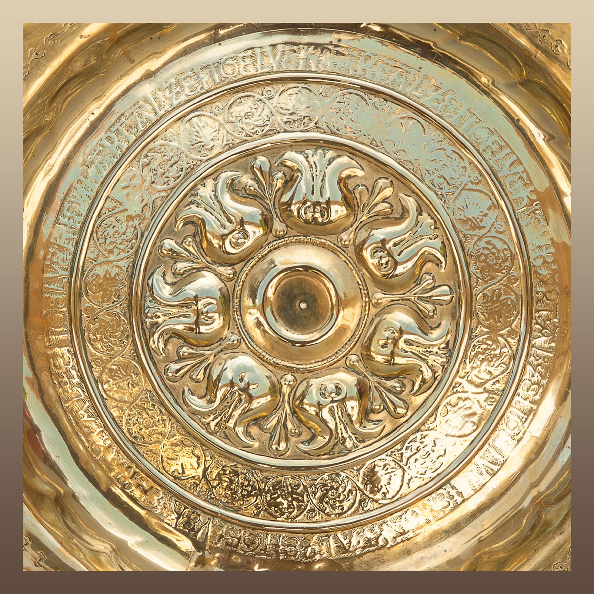 16th century brass alms dish