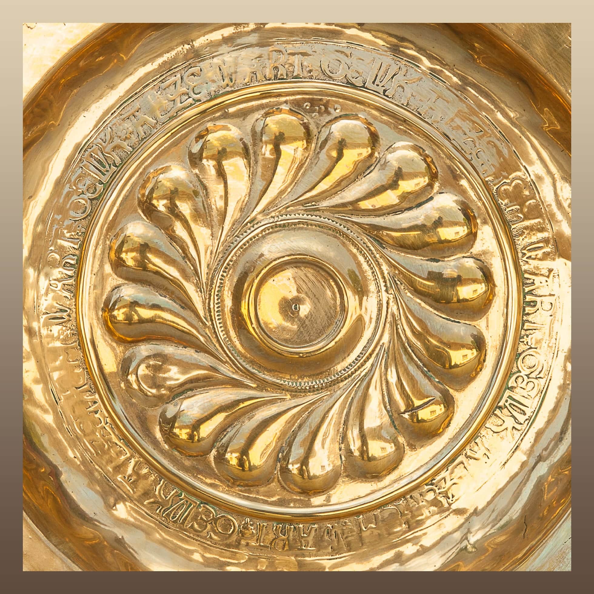 16th century brass alms dish