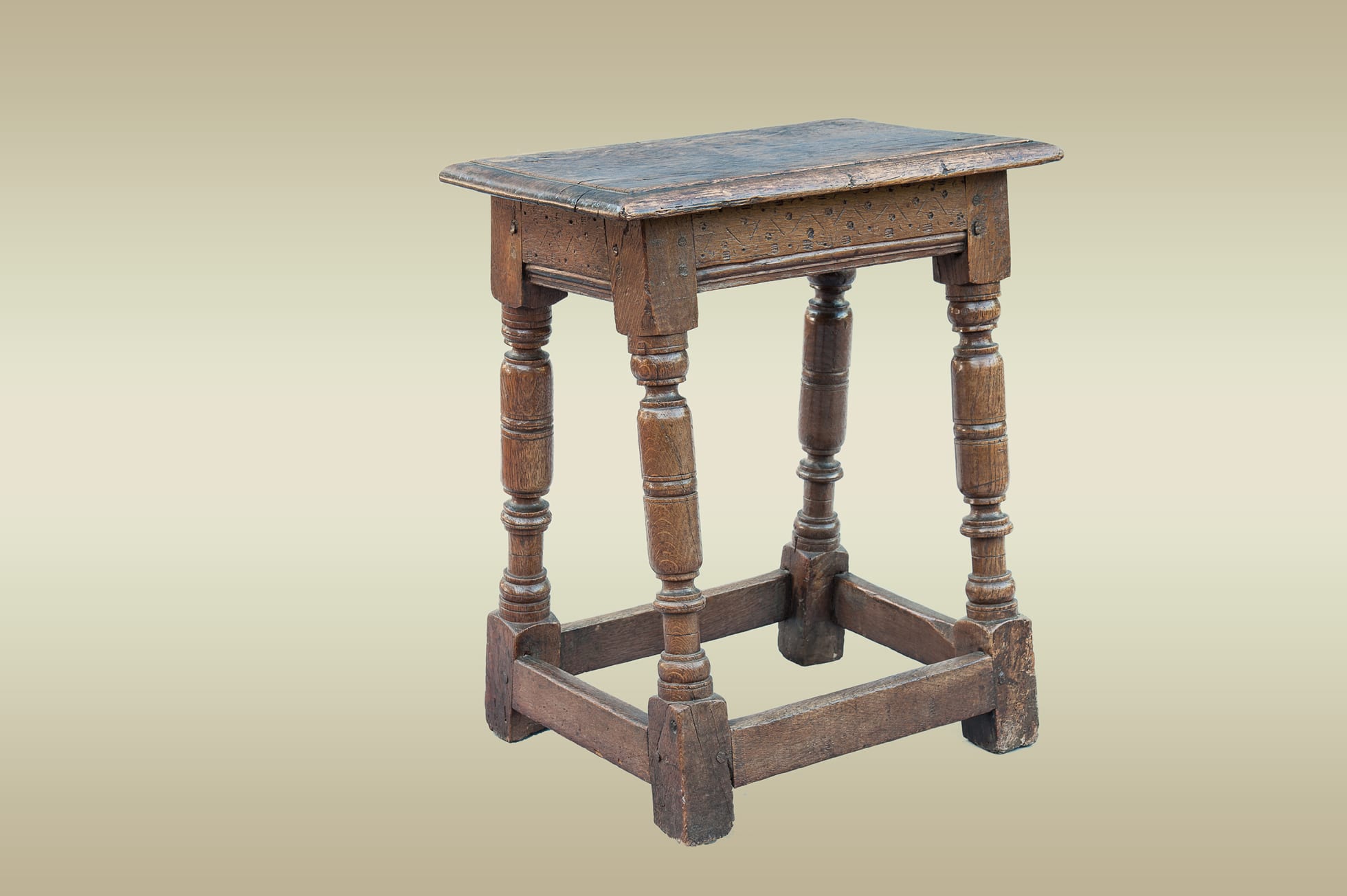 17th century joined oak stool