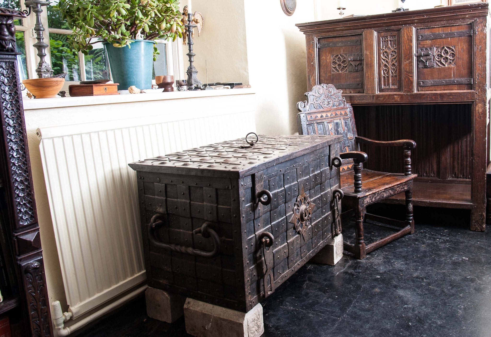 Large 16th century iron strong box