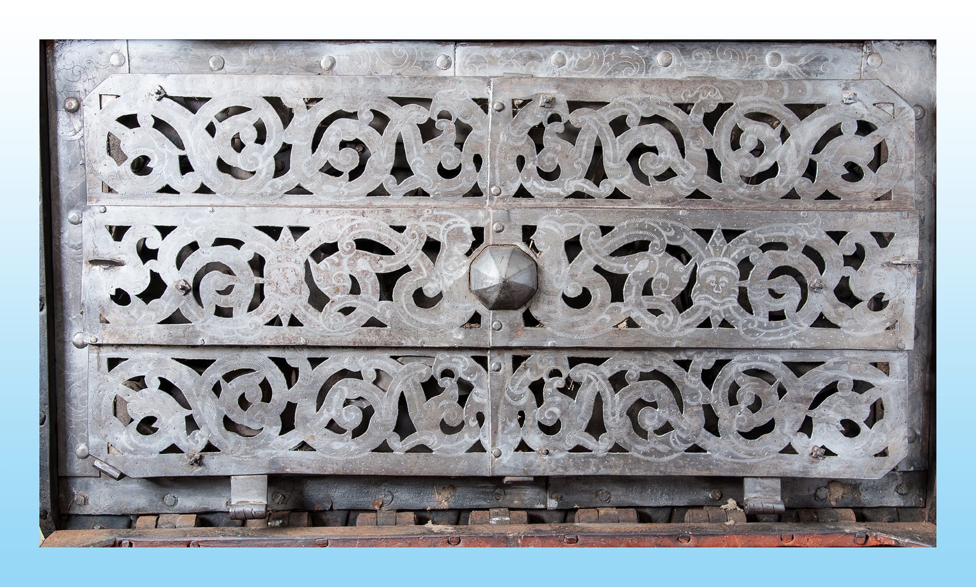 Large 16th century iron strong box