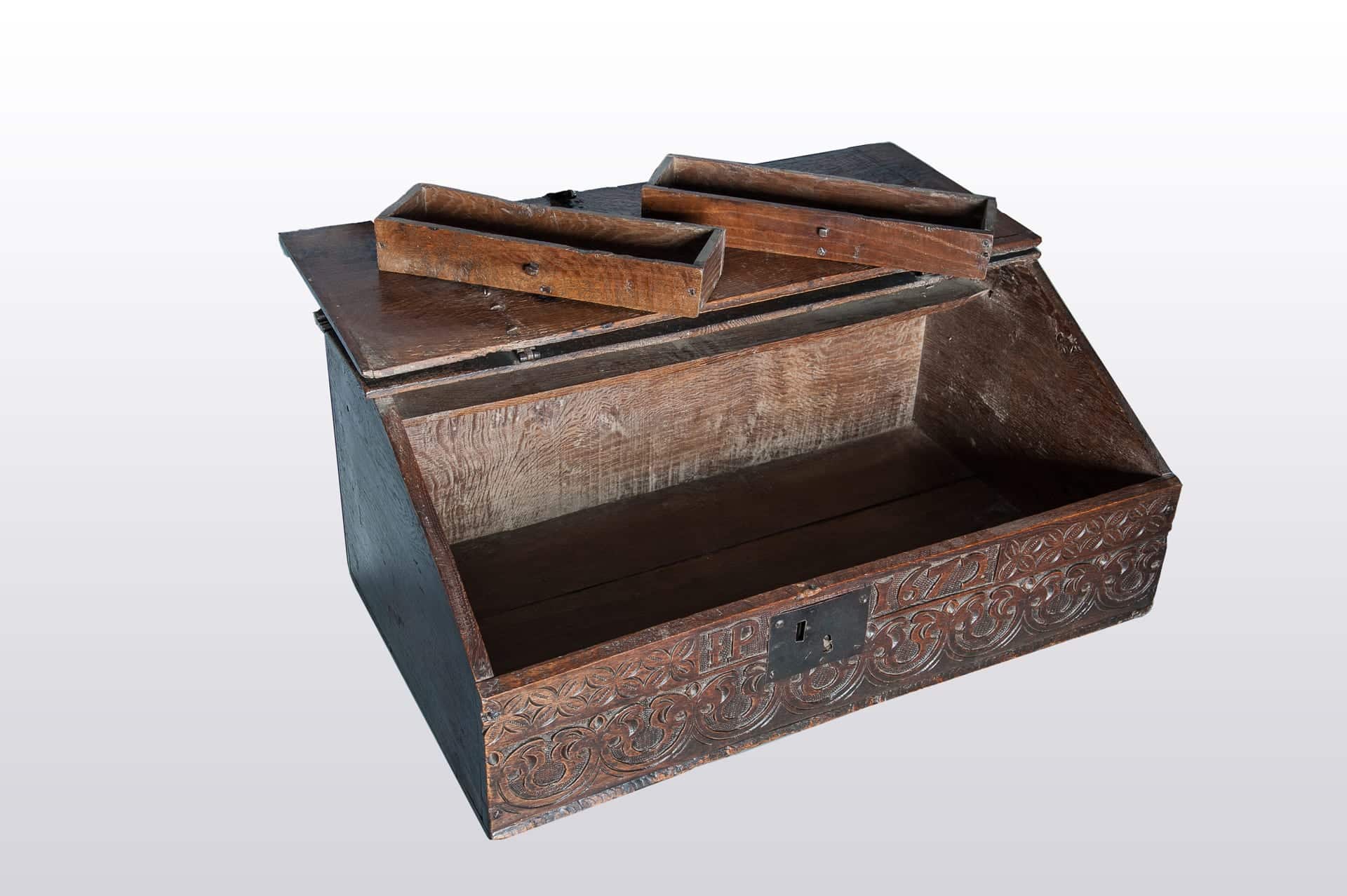 17th century oak writing slope