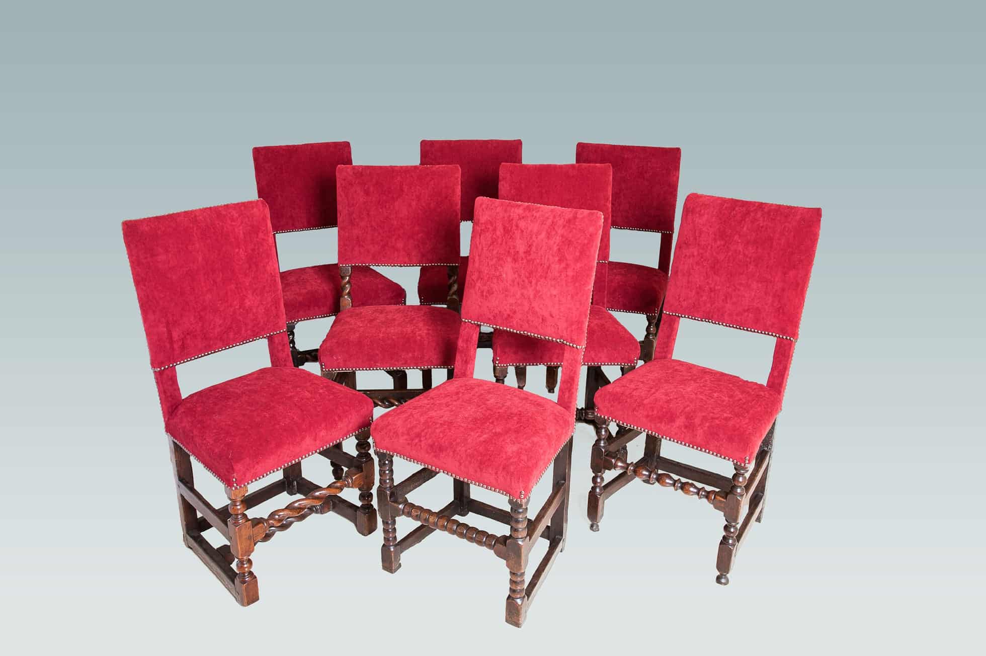 Set of 8 17th century Cromwellian backstools