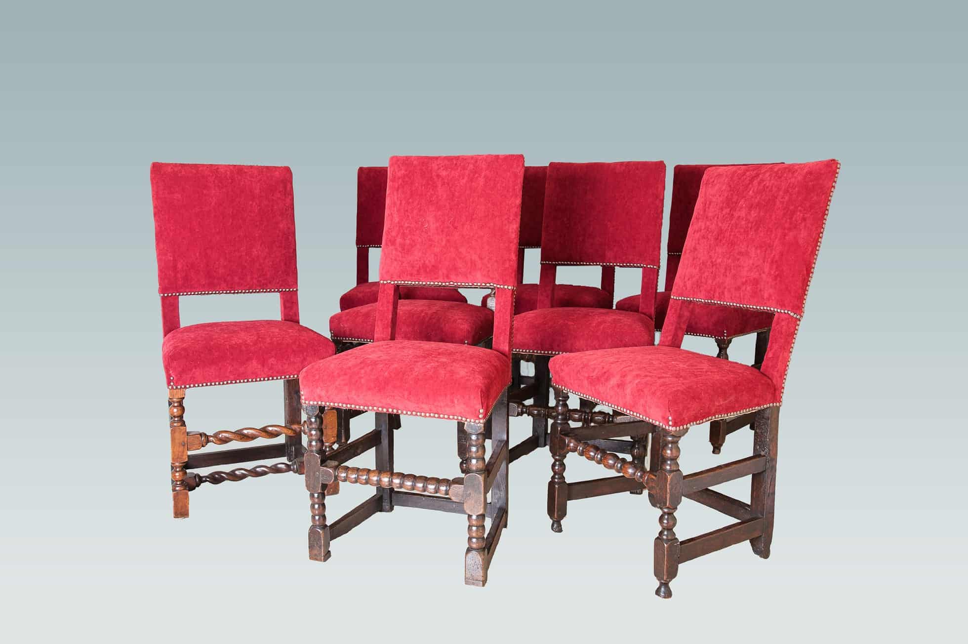 Set of 8 17th century Cromwellian backstools