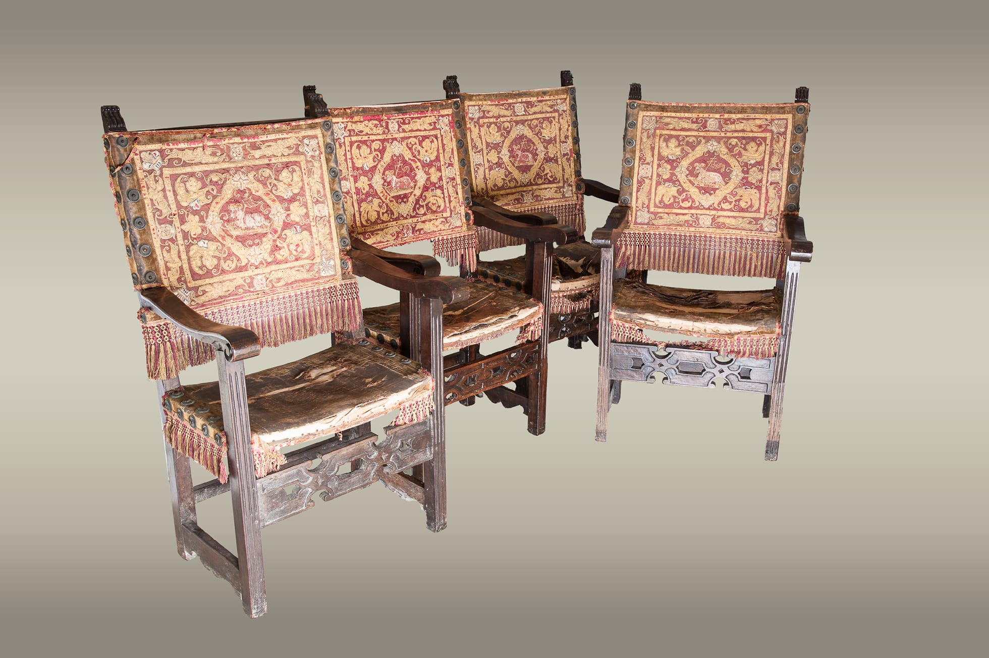 16th century set of embroidered armchairs