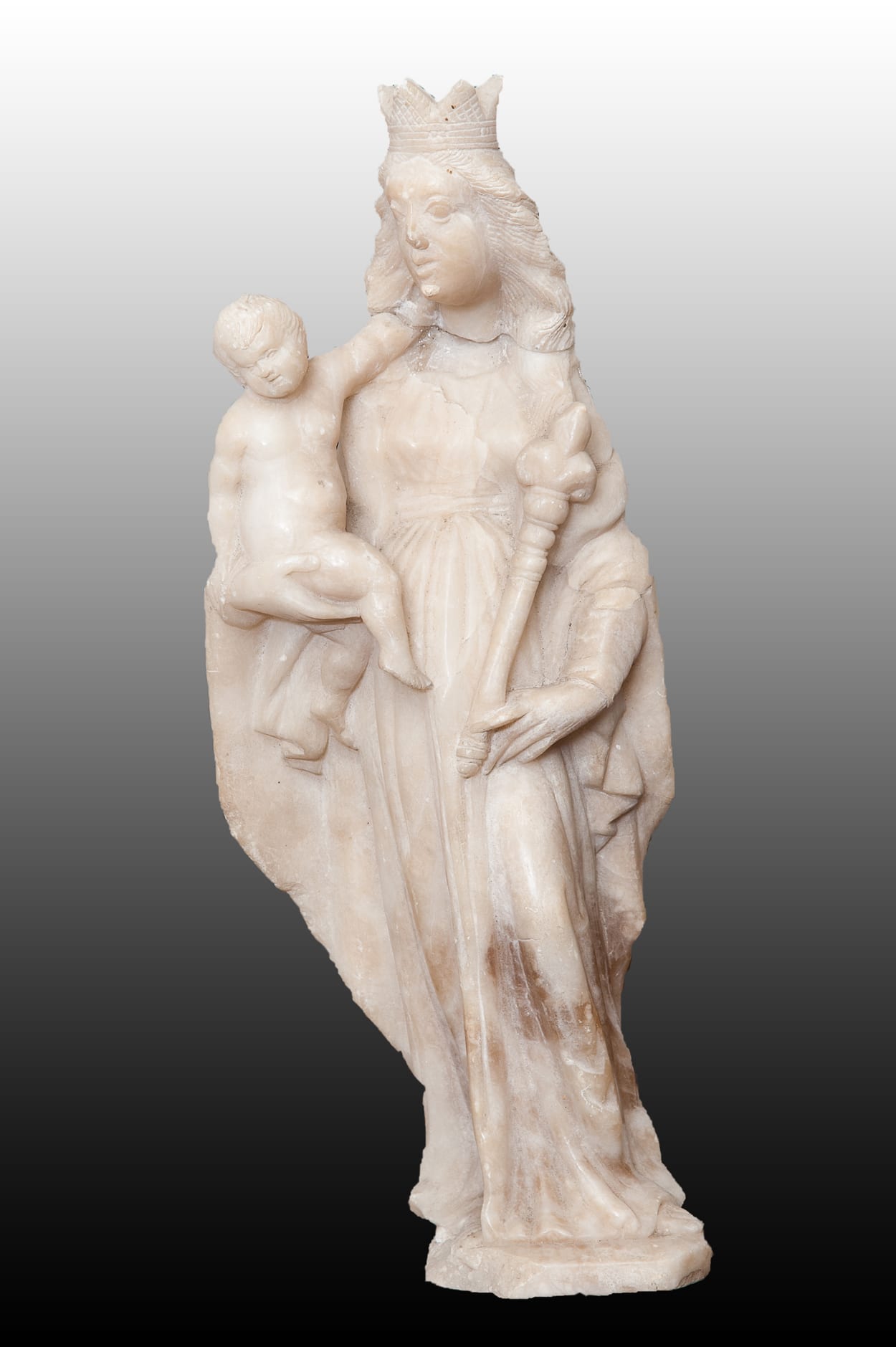 16th century Alabaster sculpture of the Virgin and Child