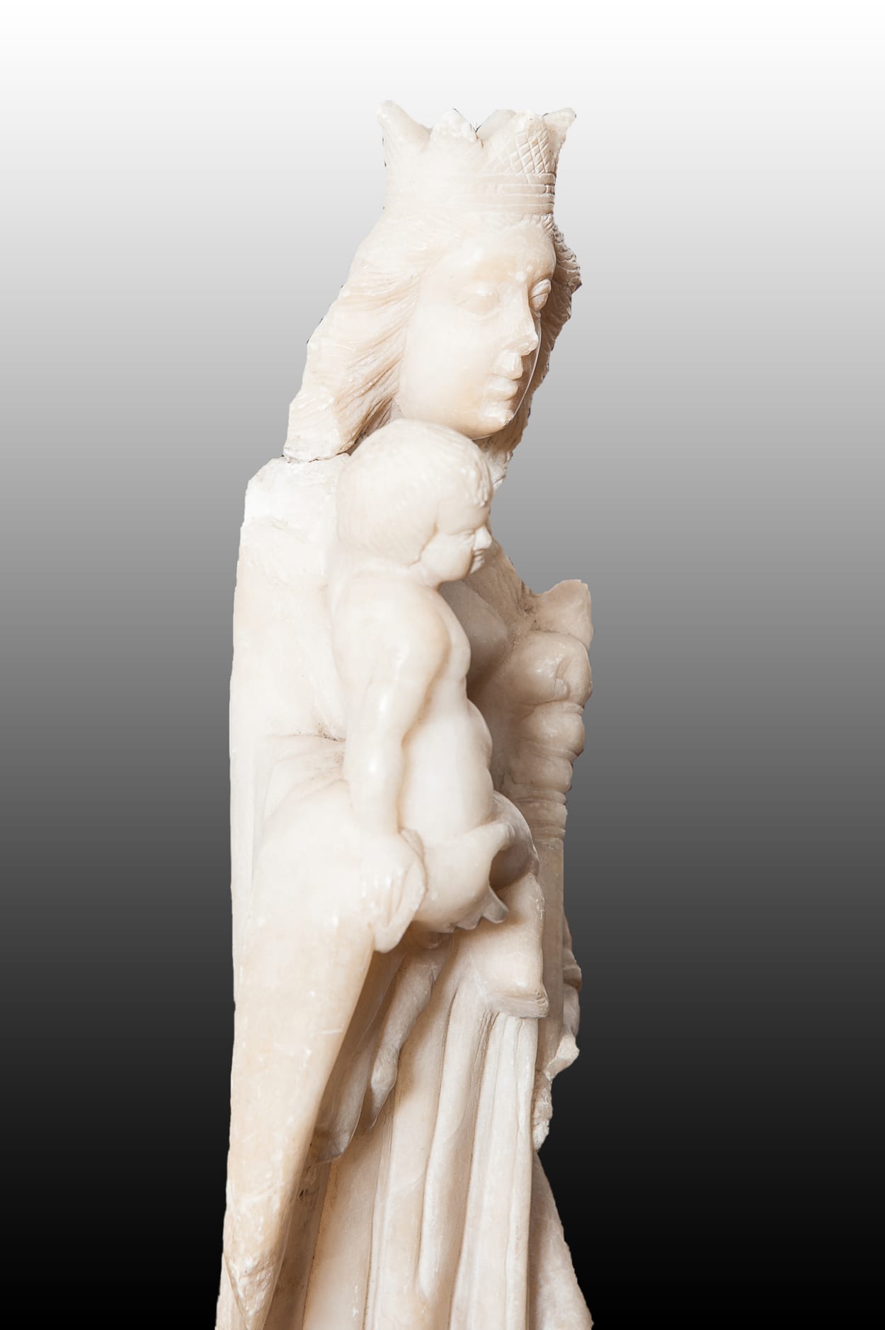 16th century Alabaster sculpture of the Virgin and Child