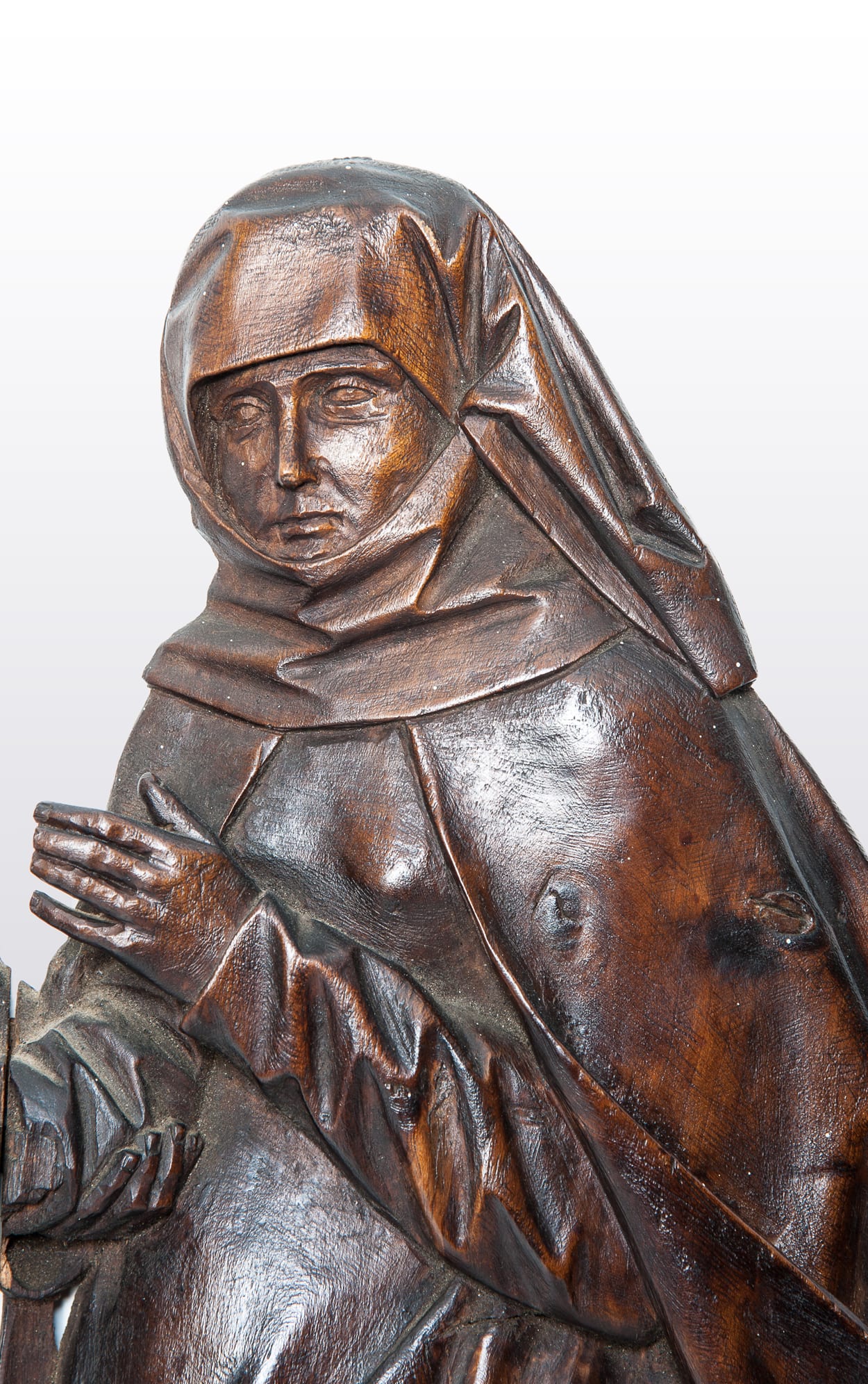 Gothic walnut sculpture of the Visitation