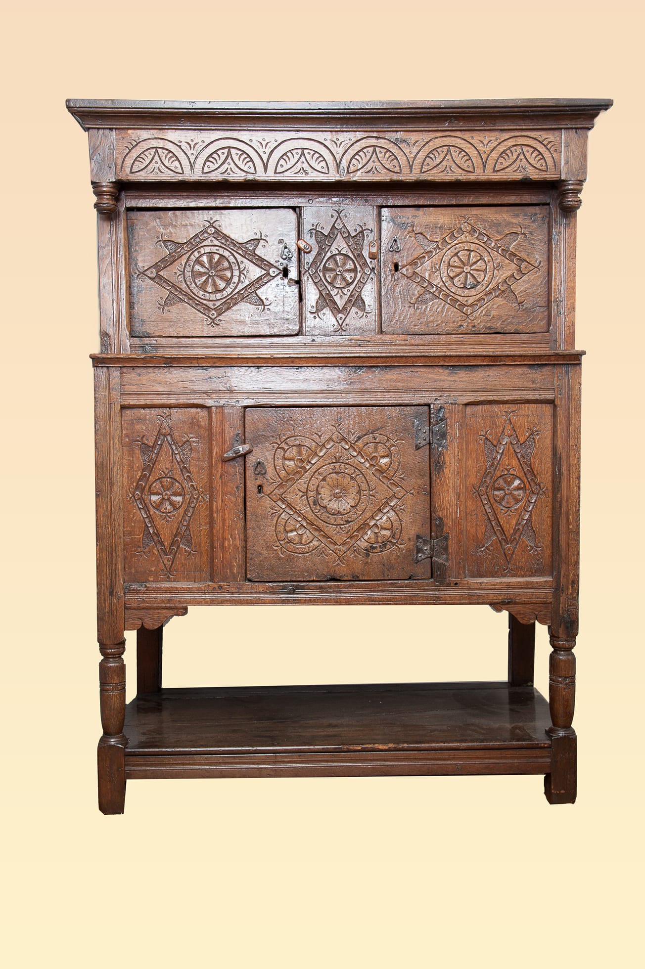 Charles II joined oak press cupboard