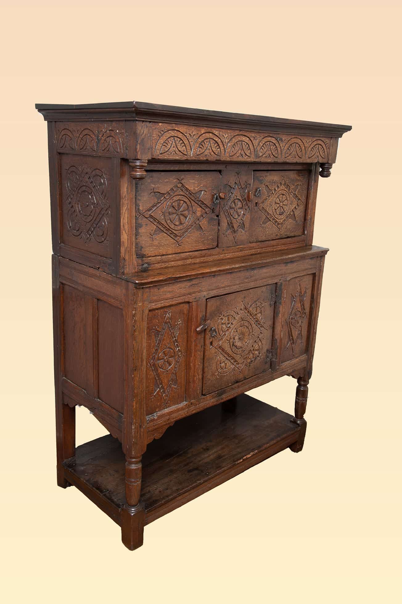 Charles II joined oak press cupboard