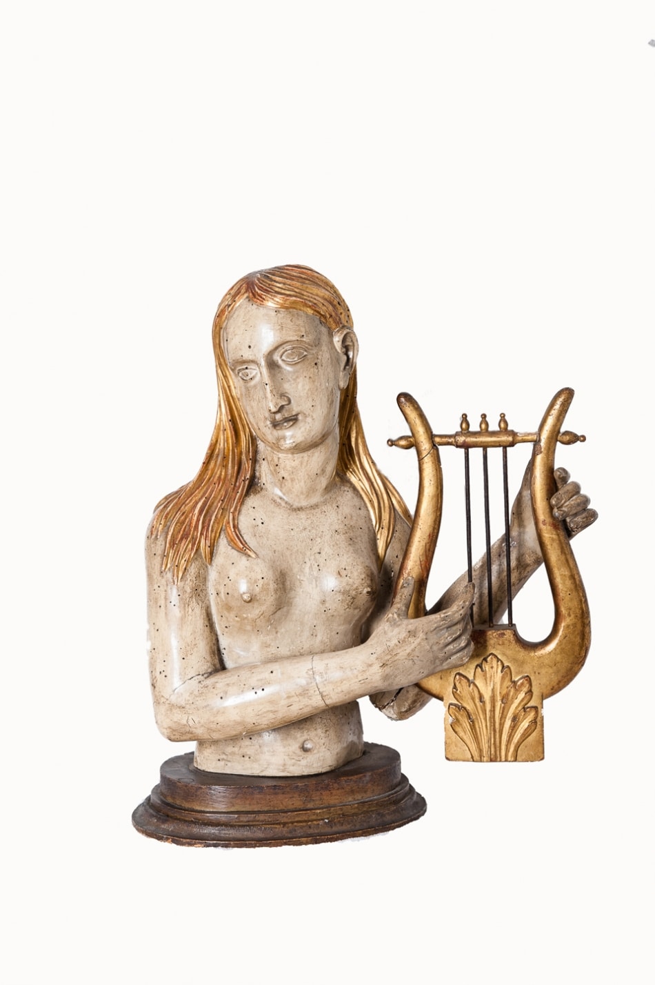 Renaissance female sculpture holding a lyre