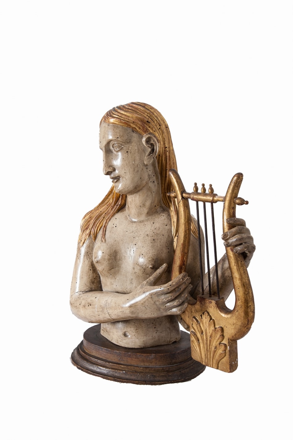 Renaissance female sculpture holding a lyre
