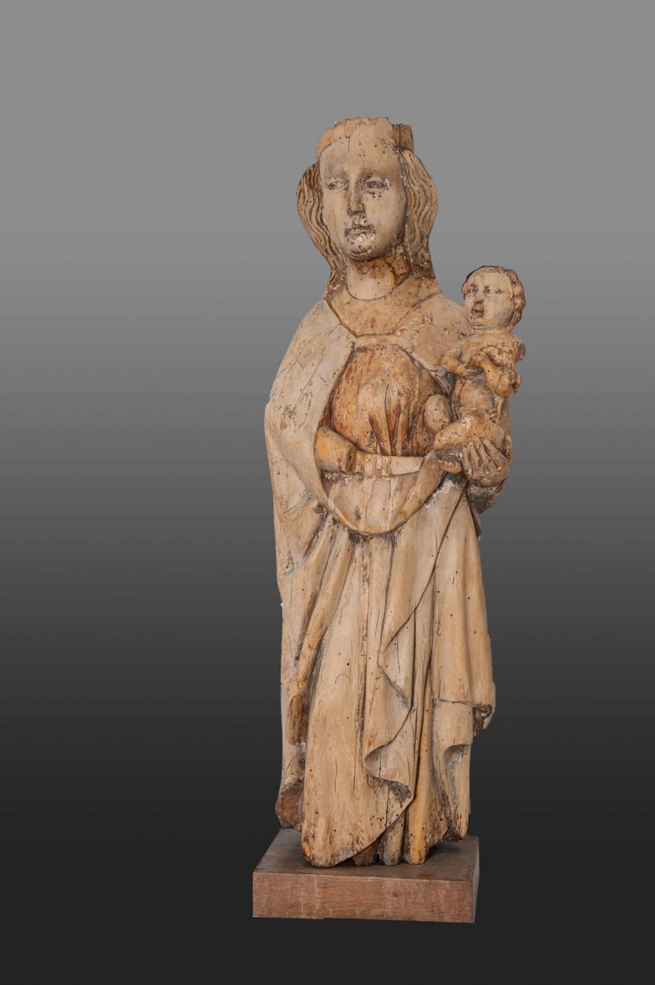 15th century lime wood sculpture of the Virgin and child