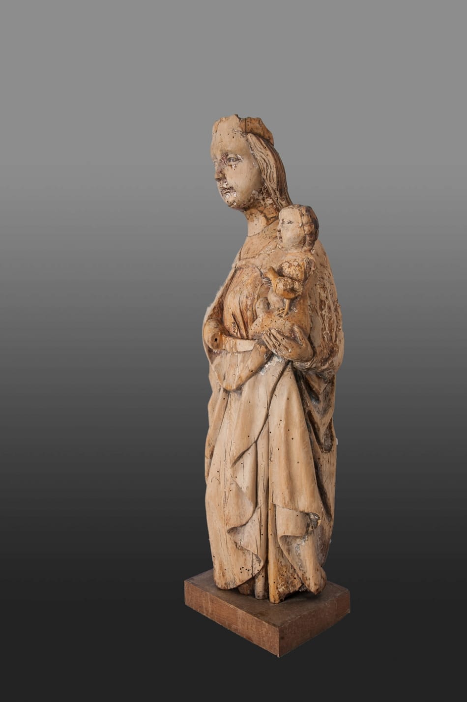 15th century lime wood sculpture of the Virgin and child