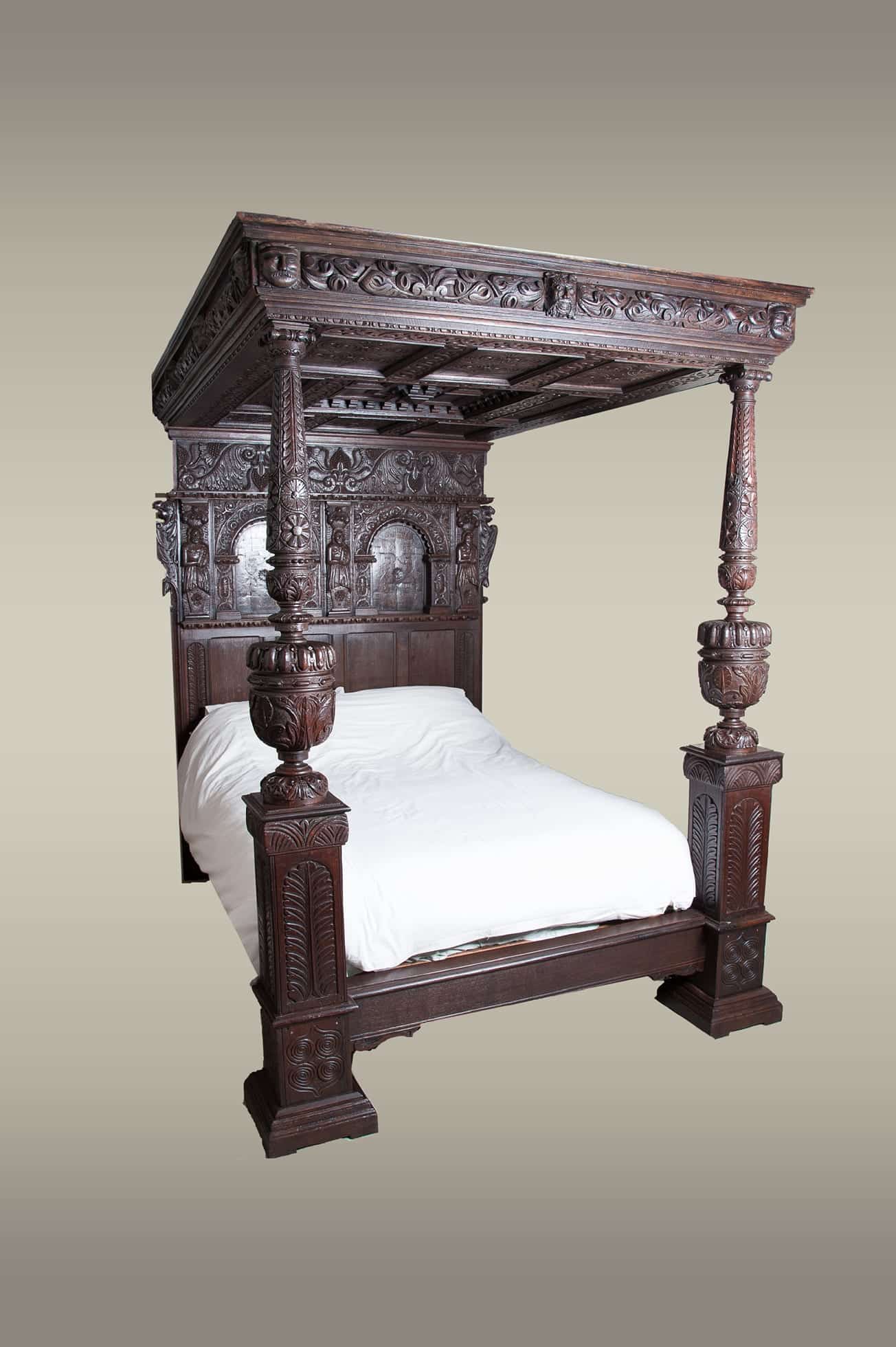 Elizabeth I carved oak tester bed