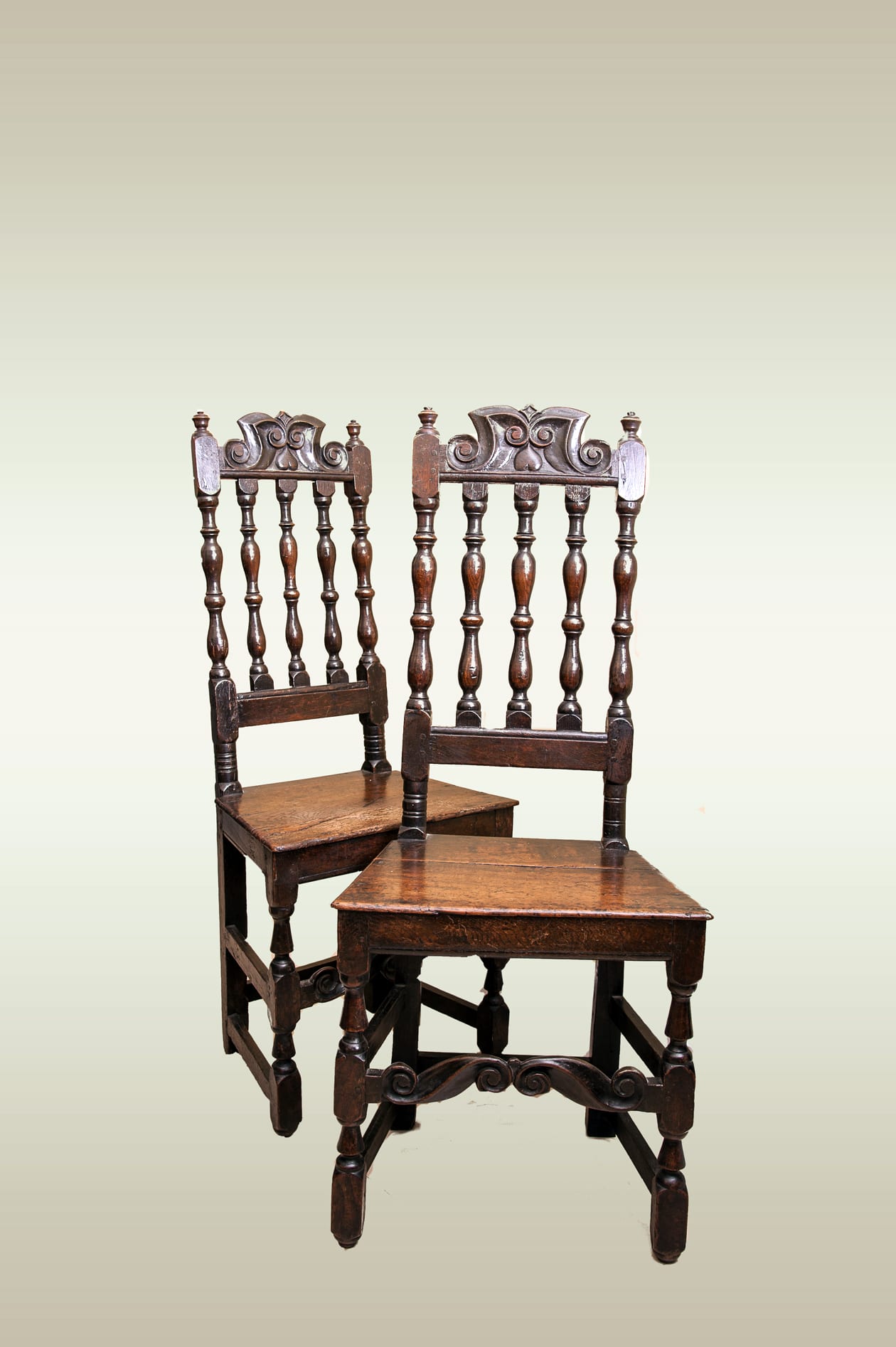 Pair of Late 17th century Welsh backstools