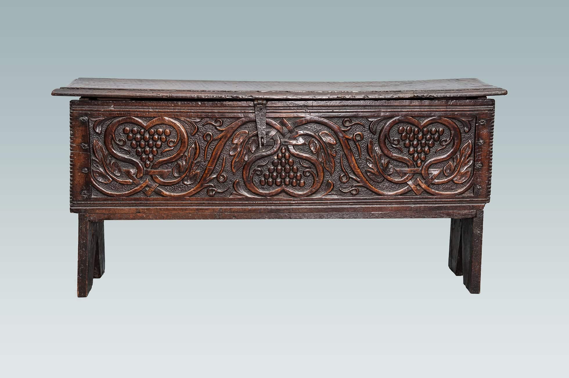 James I carved boarded chest