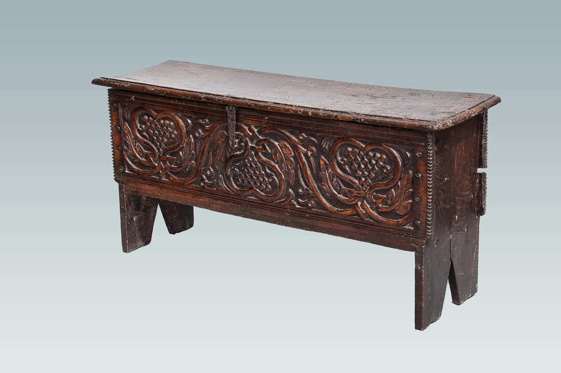 James I carved boarded chest