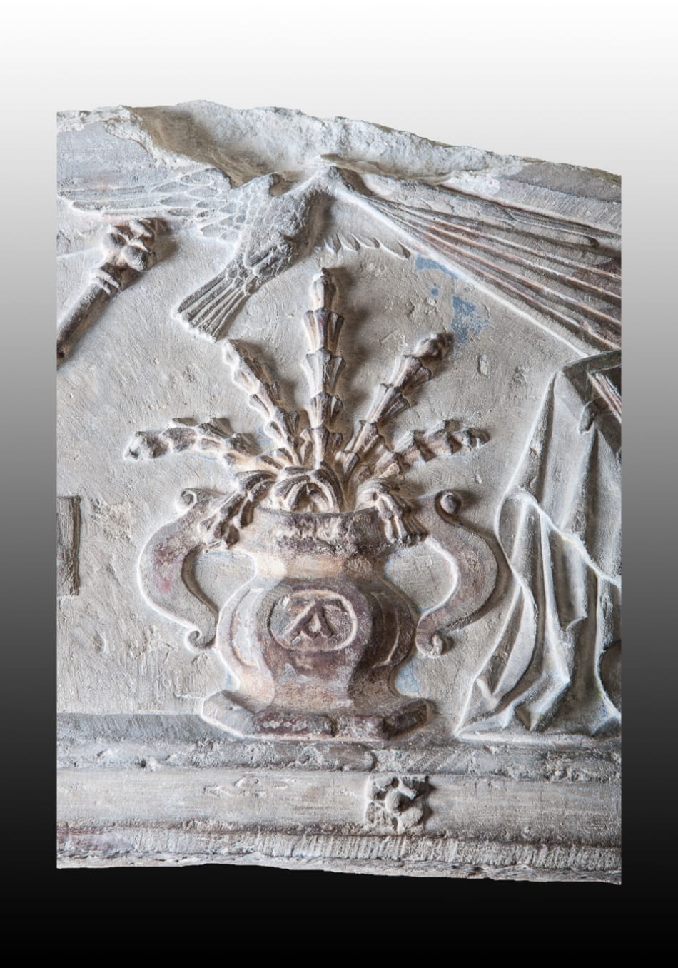 Gothic limestone carving of The Annunciation