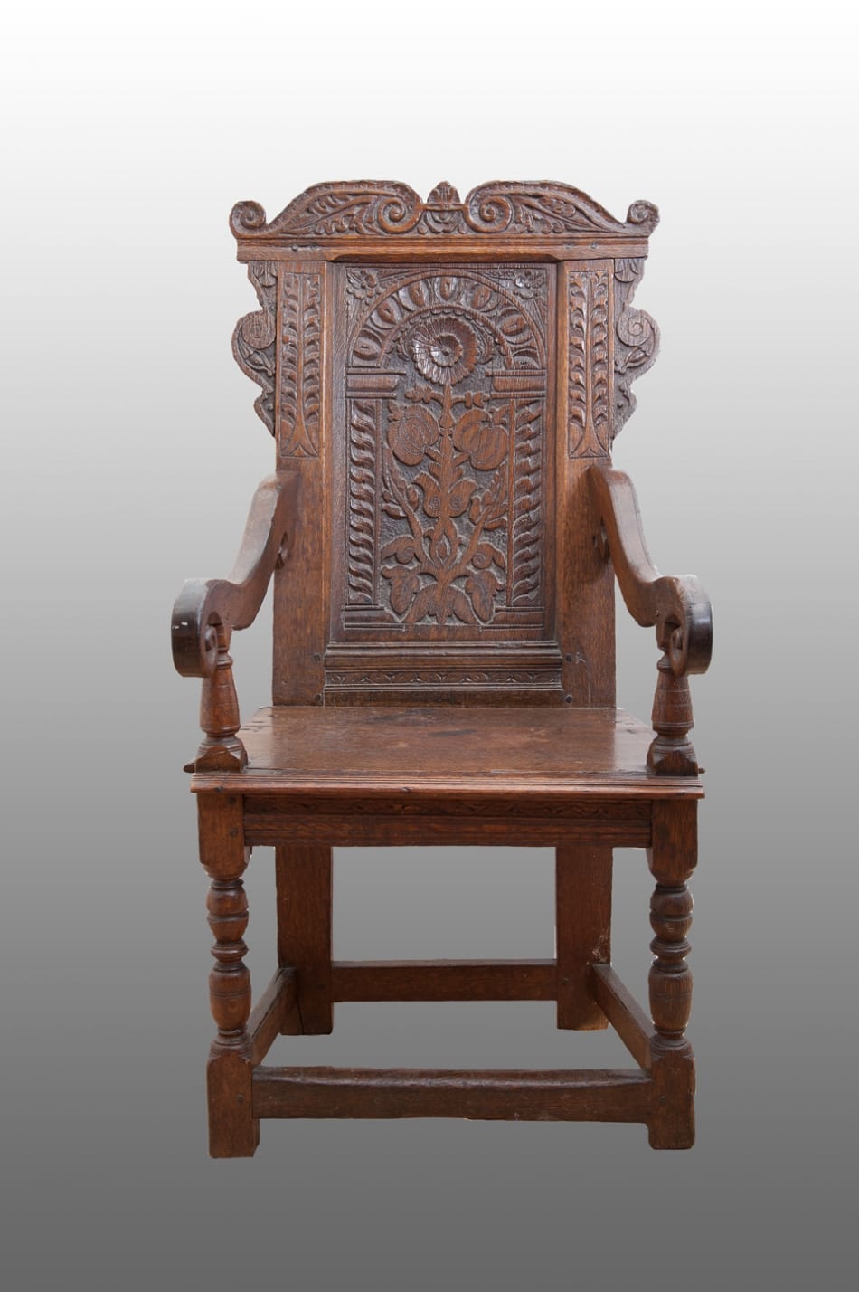 17th century joined oak armchair