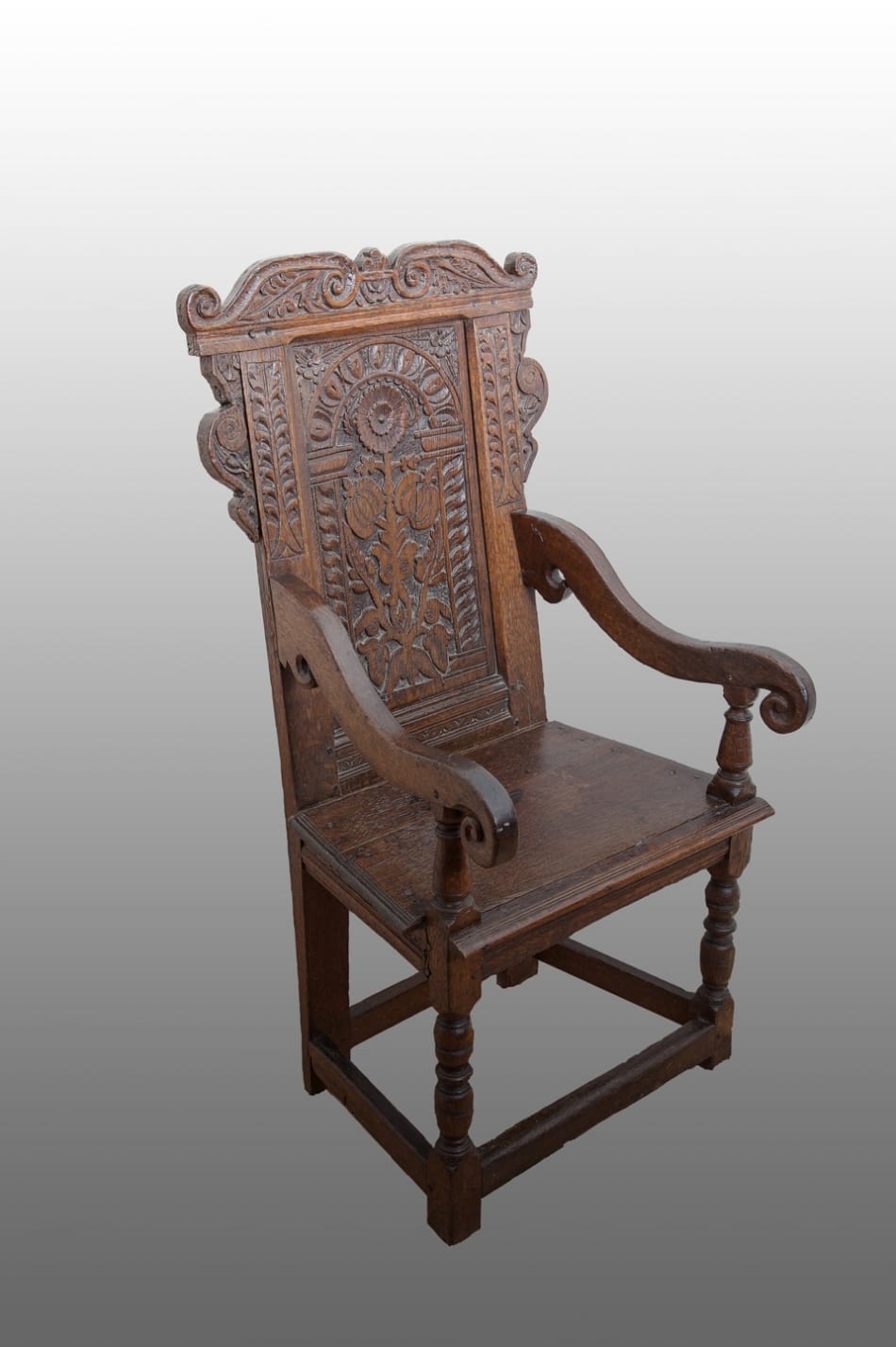 17th century joined oak armchair