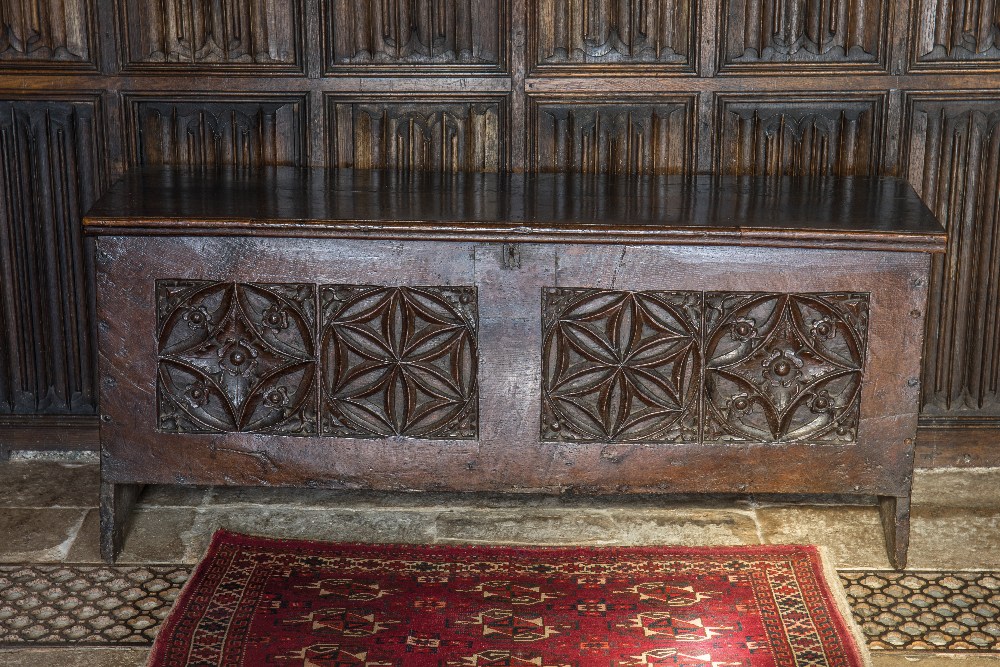 Henry VII oak carved chest
