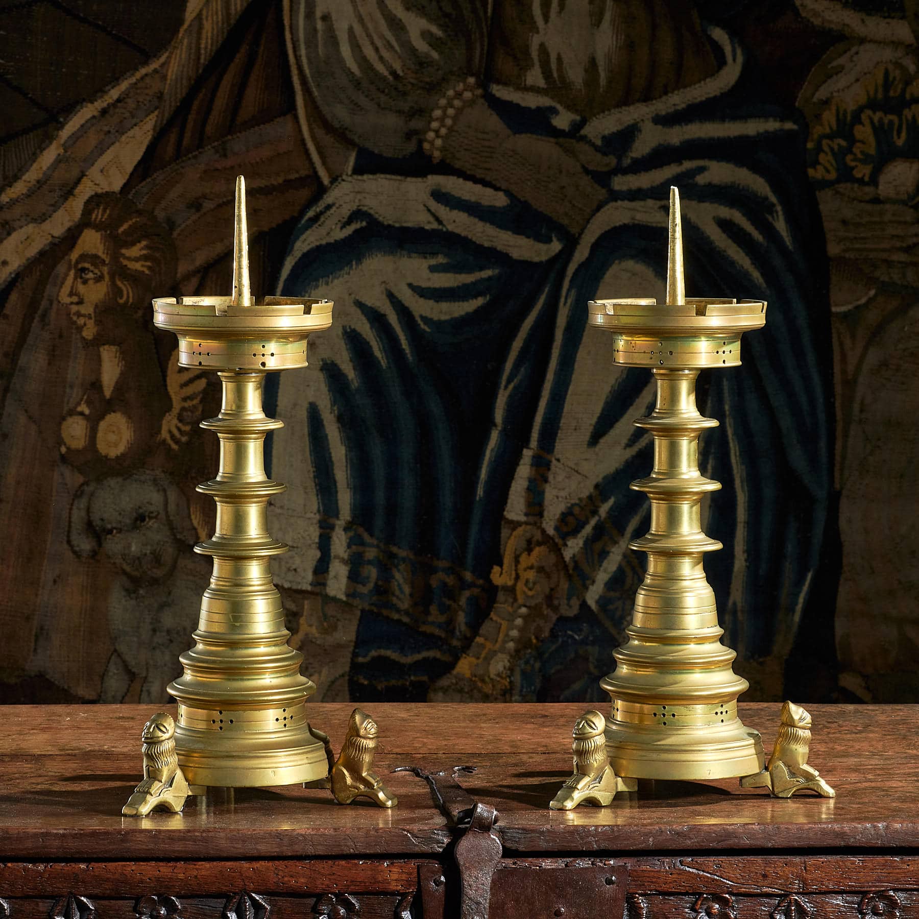 Late Gothic pricket candlesticks