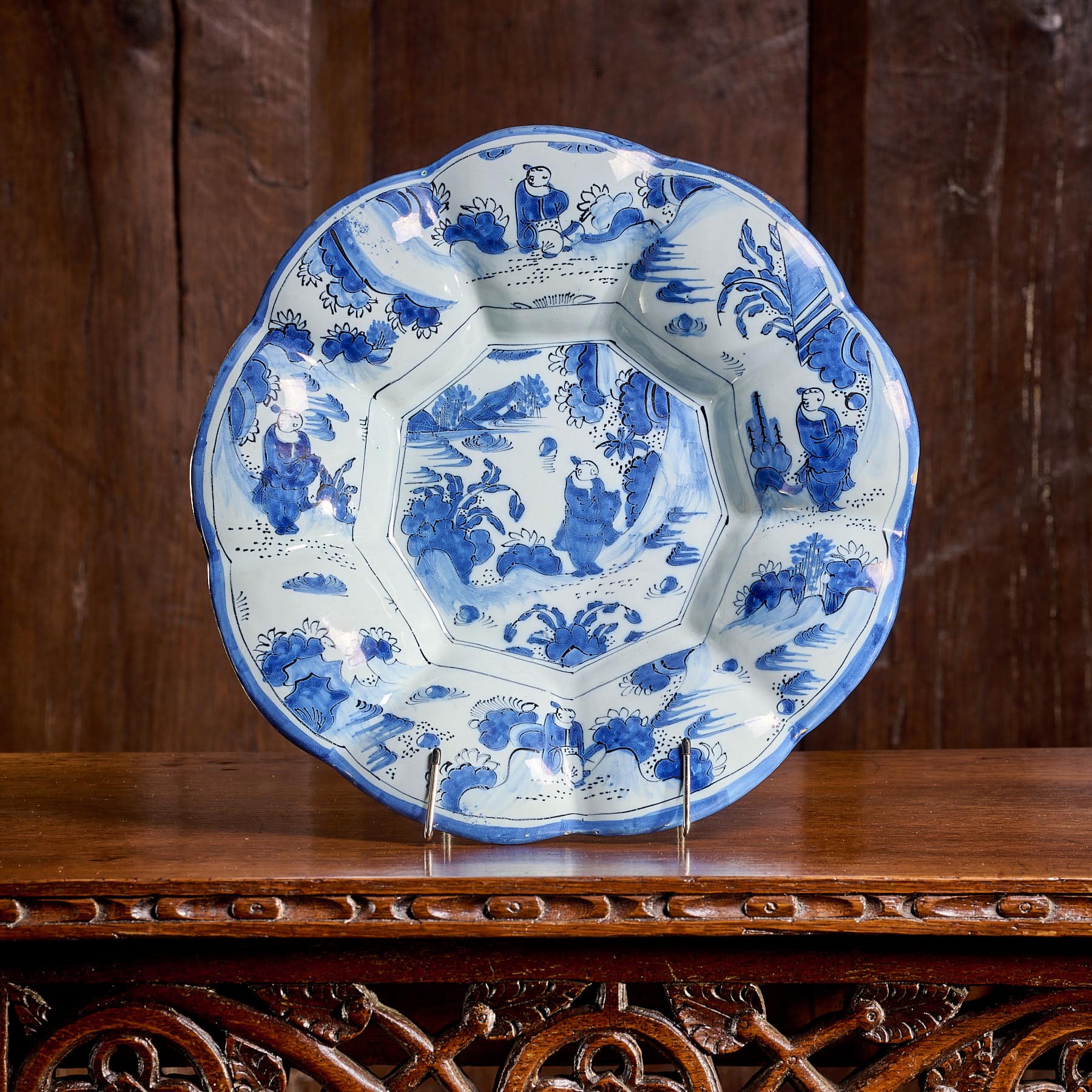 Dutch Delftware Lobed Dish with Chinoiserie Decoration