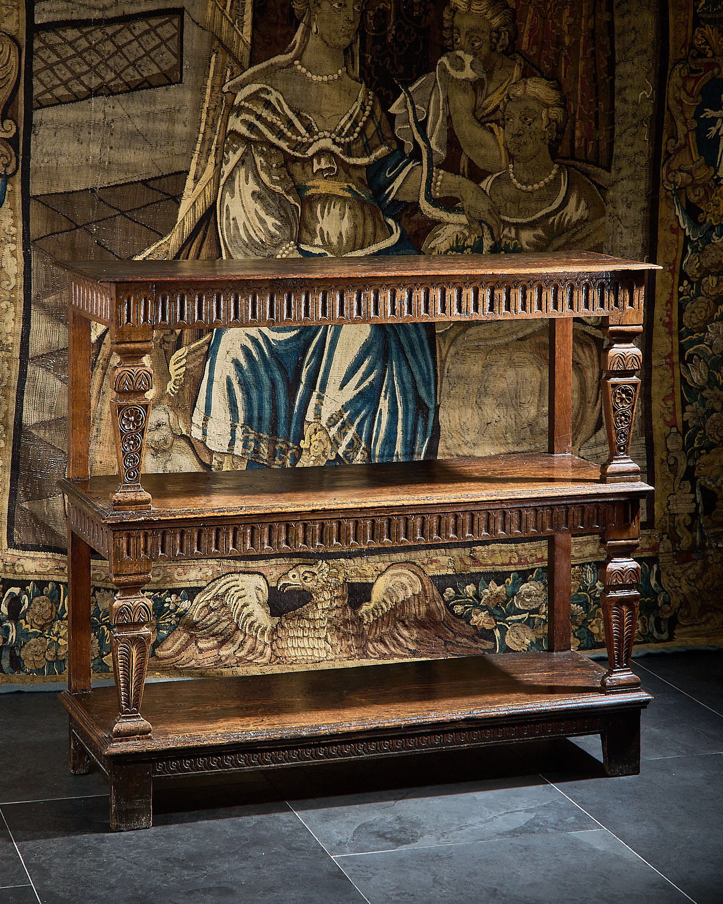 James I three tier cup-board