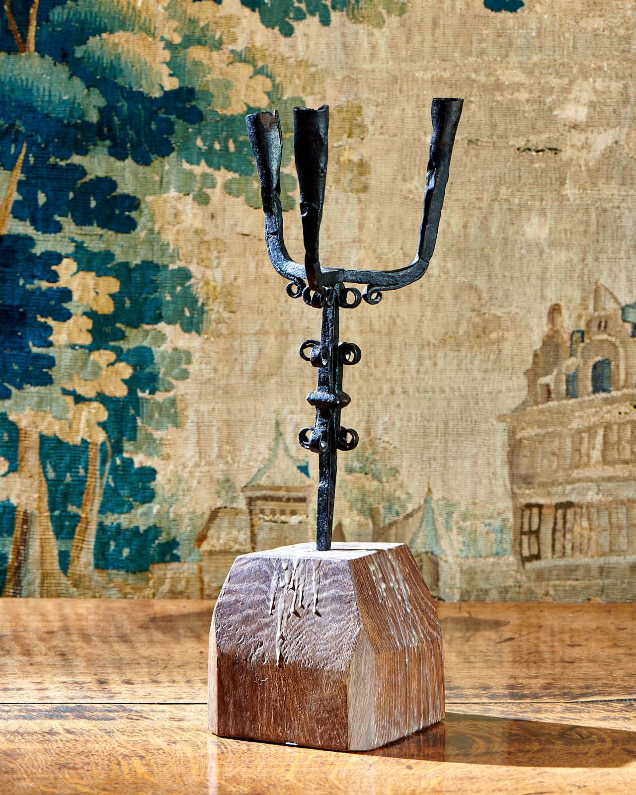 Tudor wrought iron candlestick