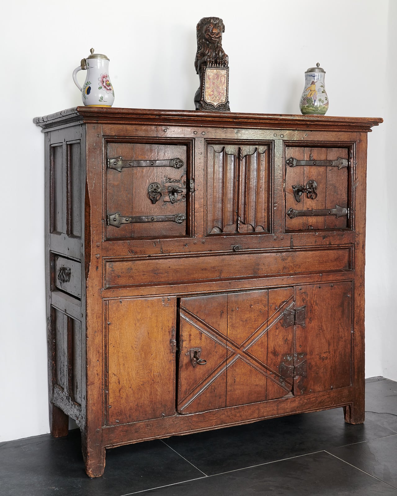 Gothic joined oak aumbry