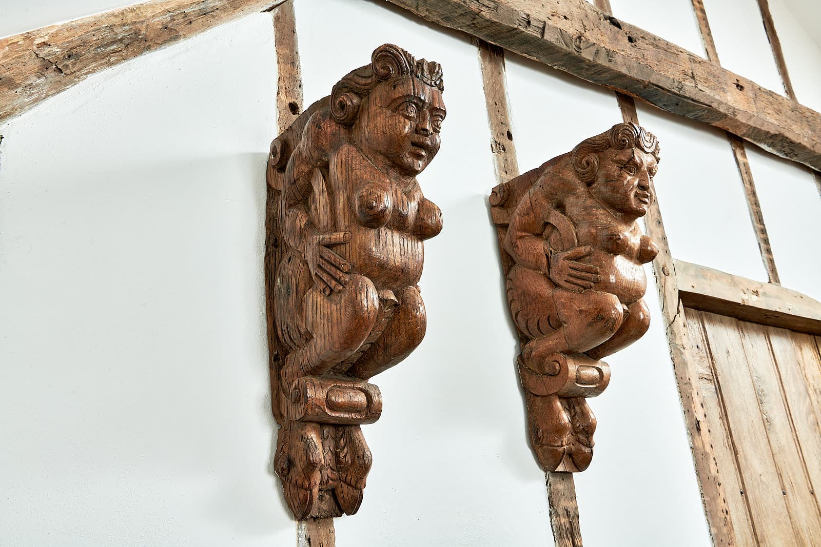 Elizabeth I oak carved satyrs
