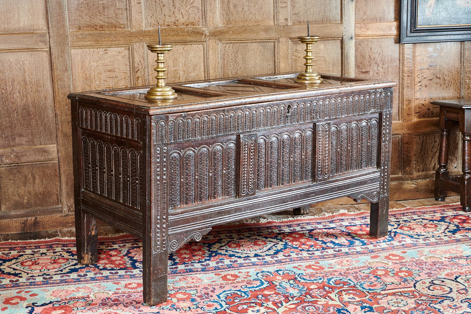 Charles I oak carved chest
