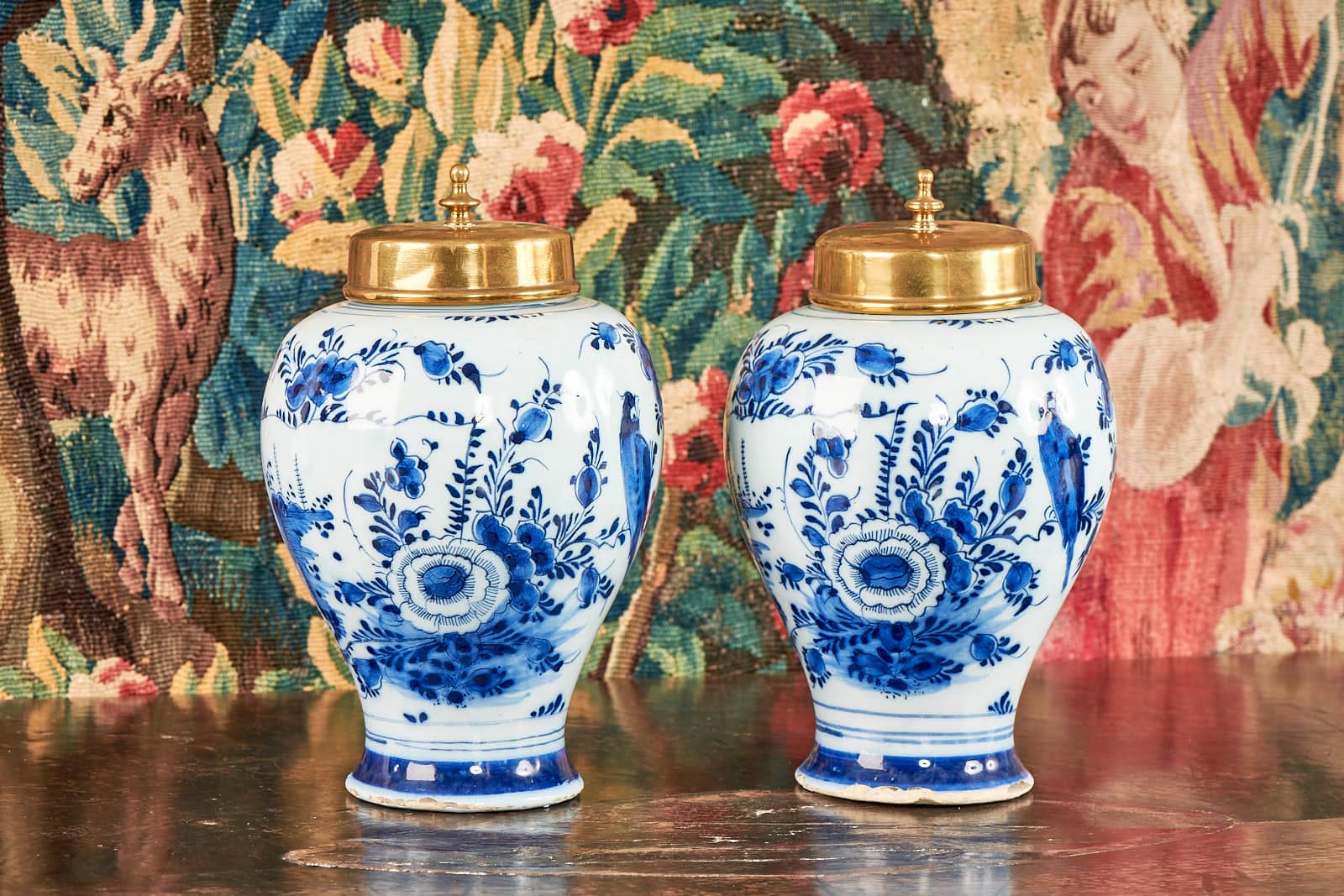 Pair of 18th century Delft vases