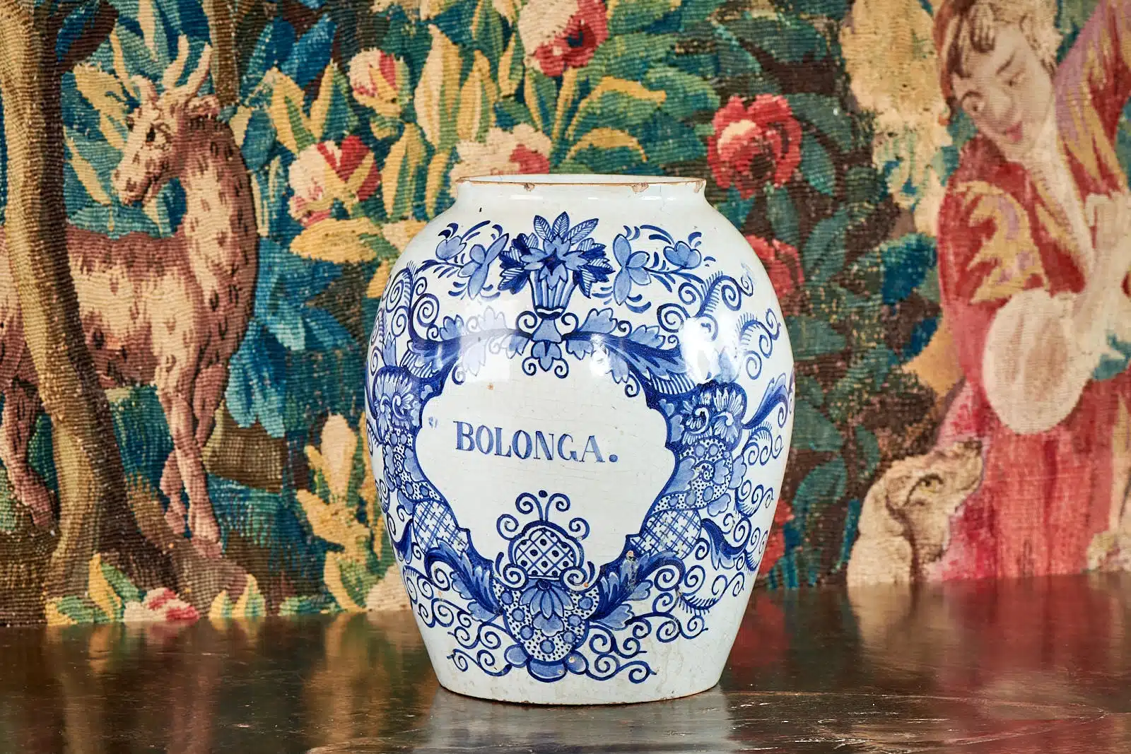 17th century Delftware drug jar