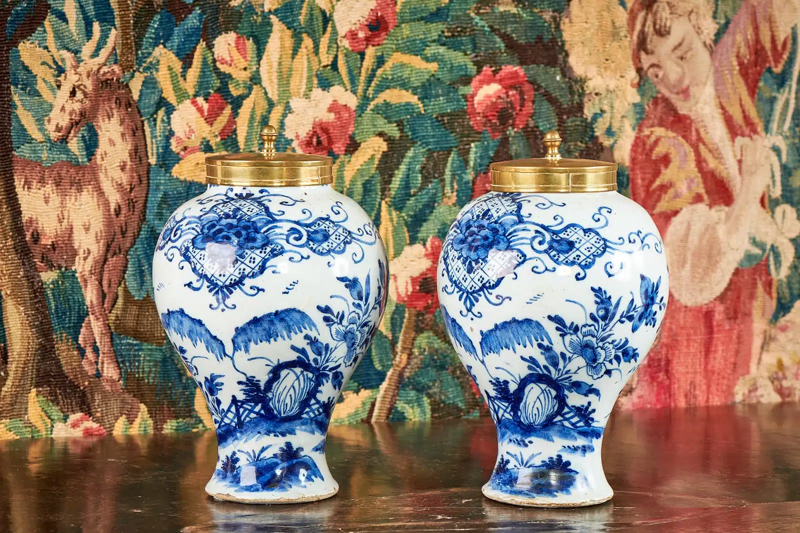 Pair of 18th century Delft vases