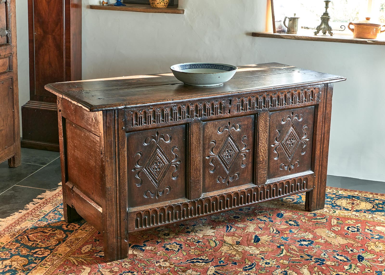 James I oak carved Yorkshire chest