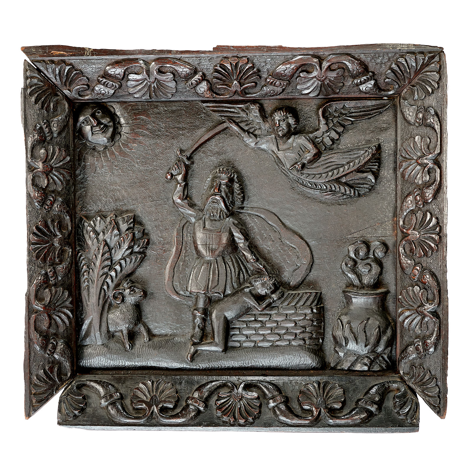 Elizabeth I oak carved panel