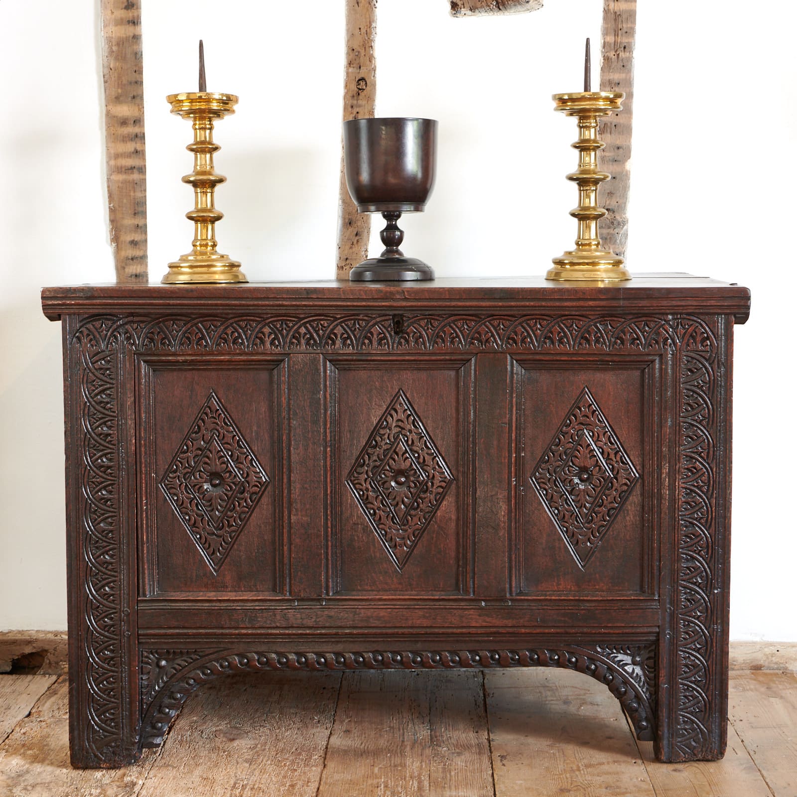 James I oak carved chest