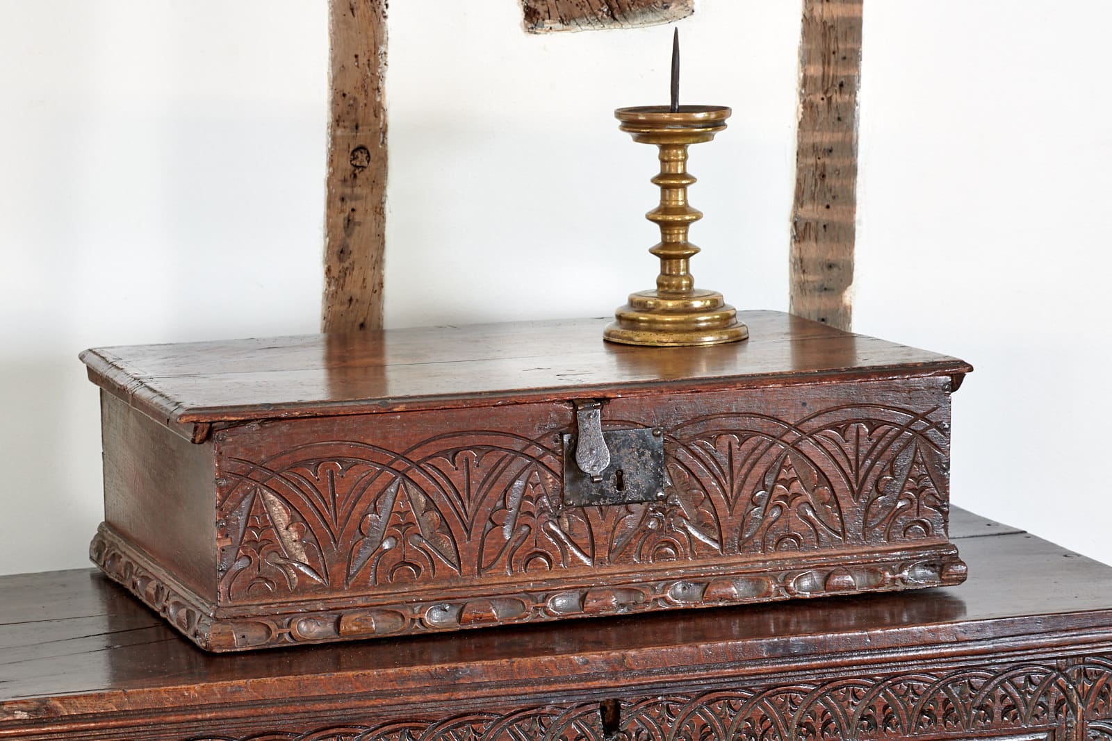 Charles I oak carved box