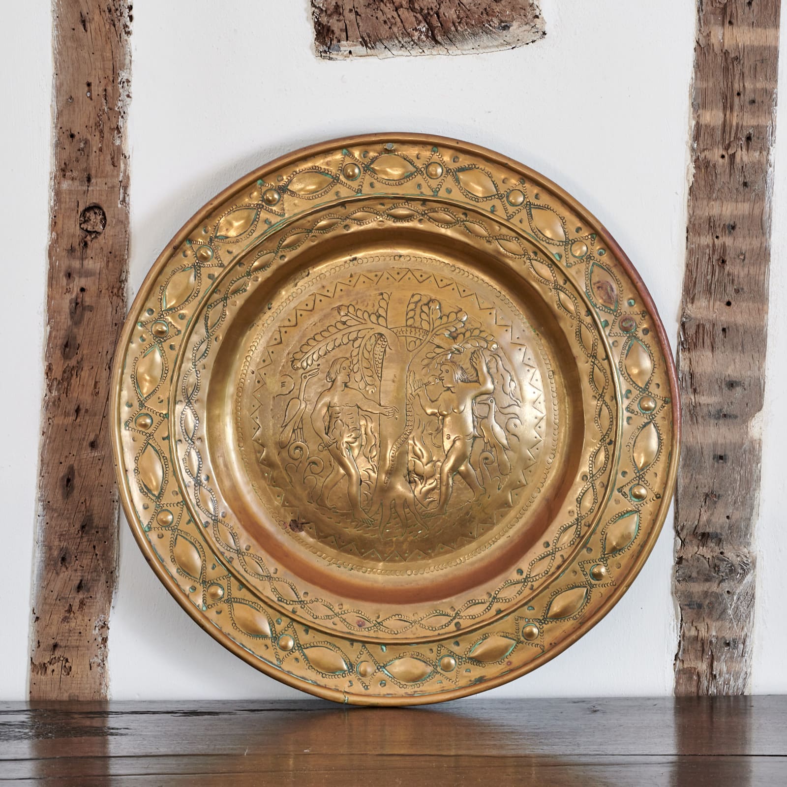 Late 17th century brass alms dish