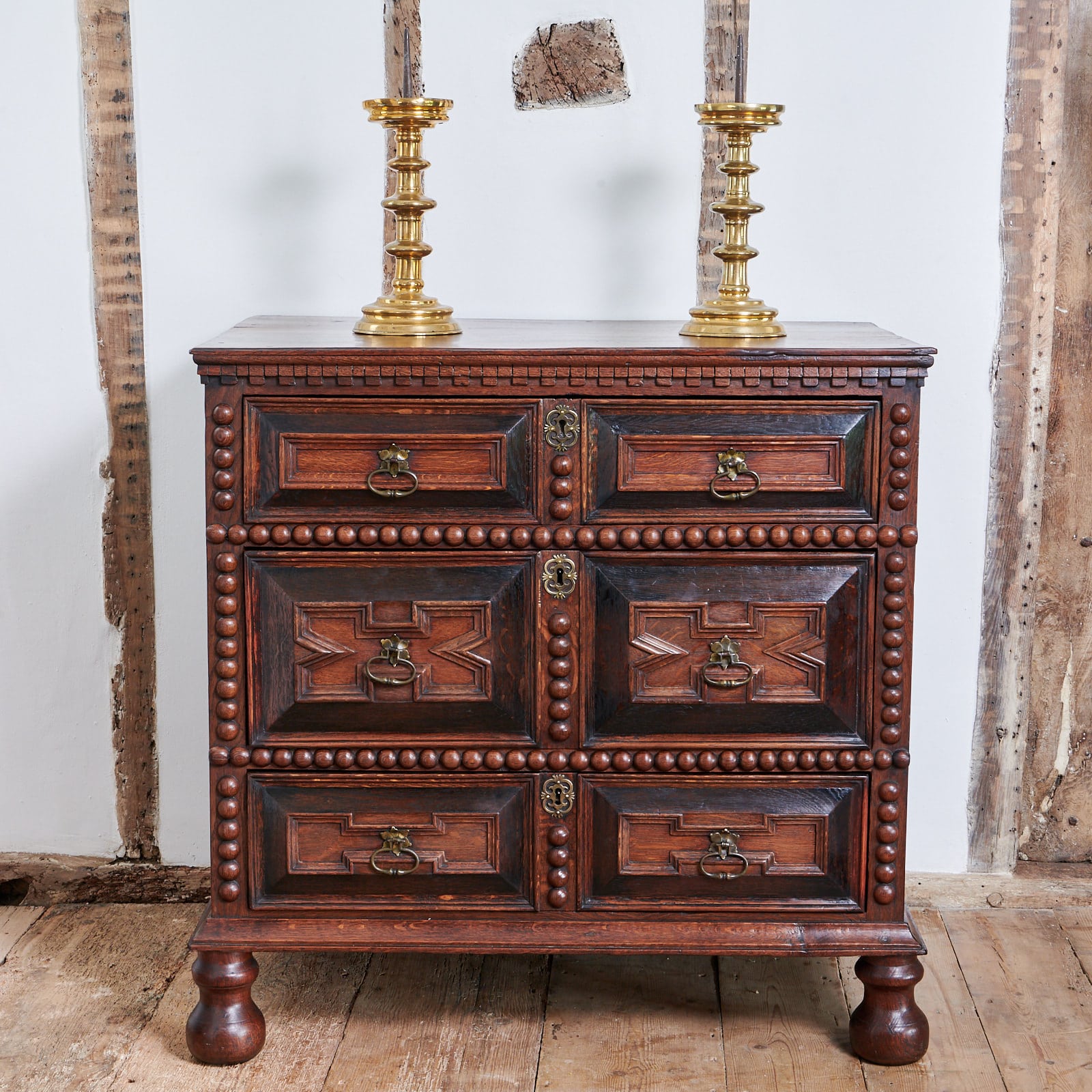 Charles II oak chest of drawers