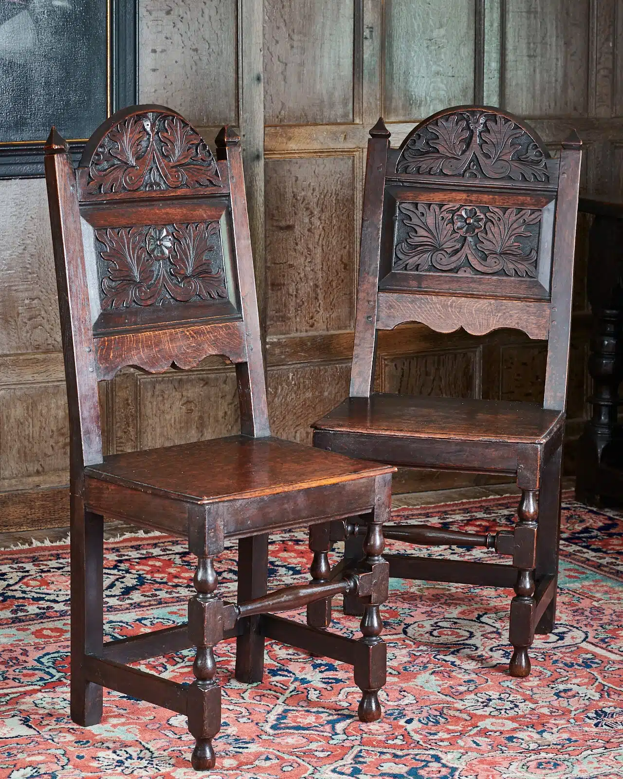 Pair of Charles II backstools