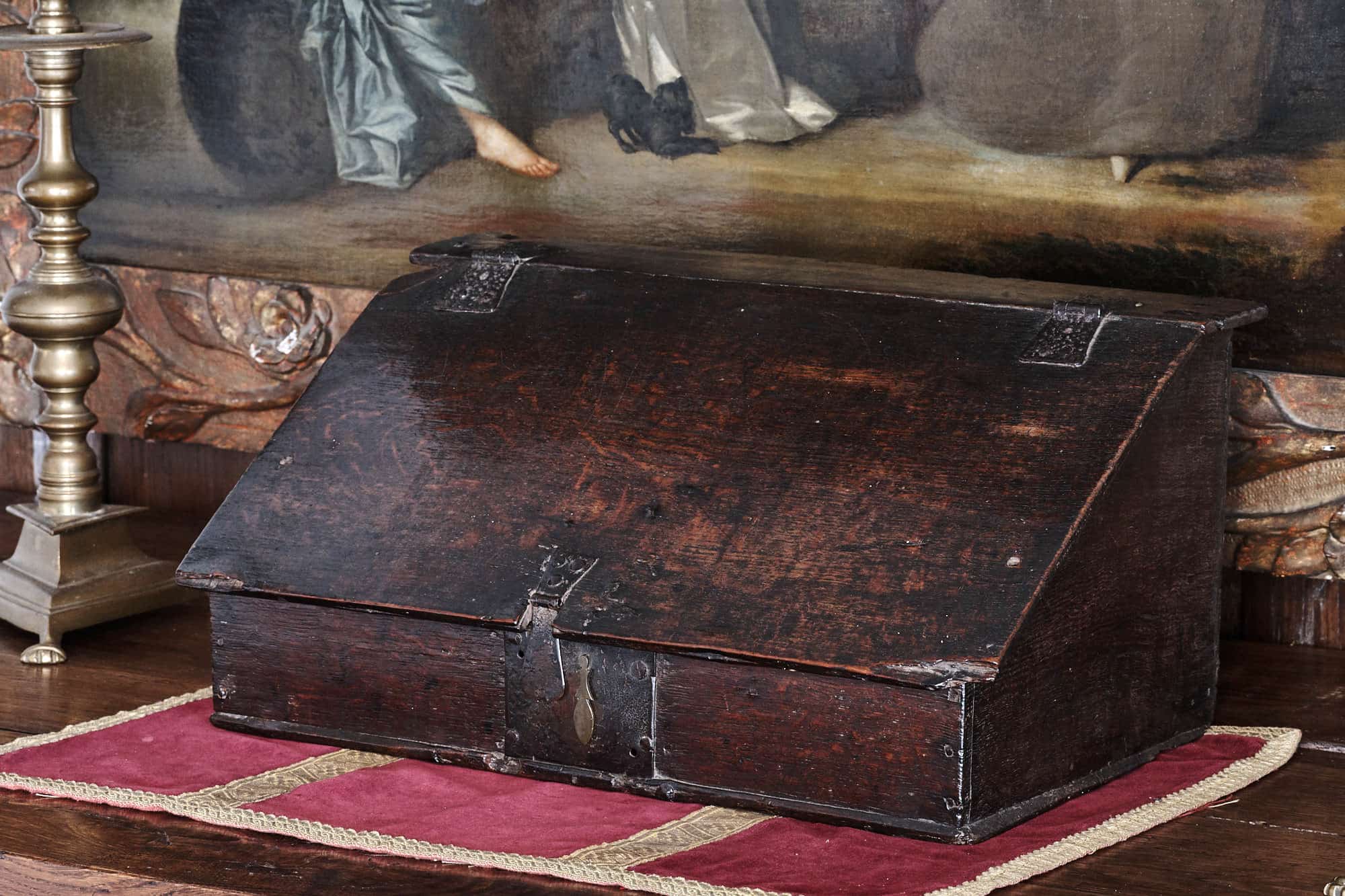 Charles II boarded oak desk box