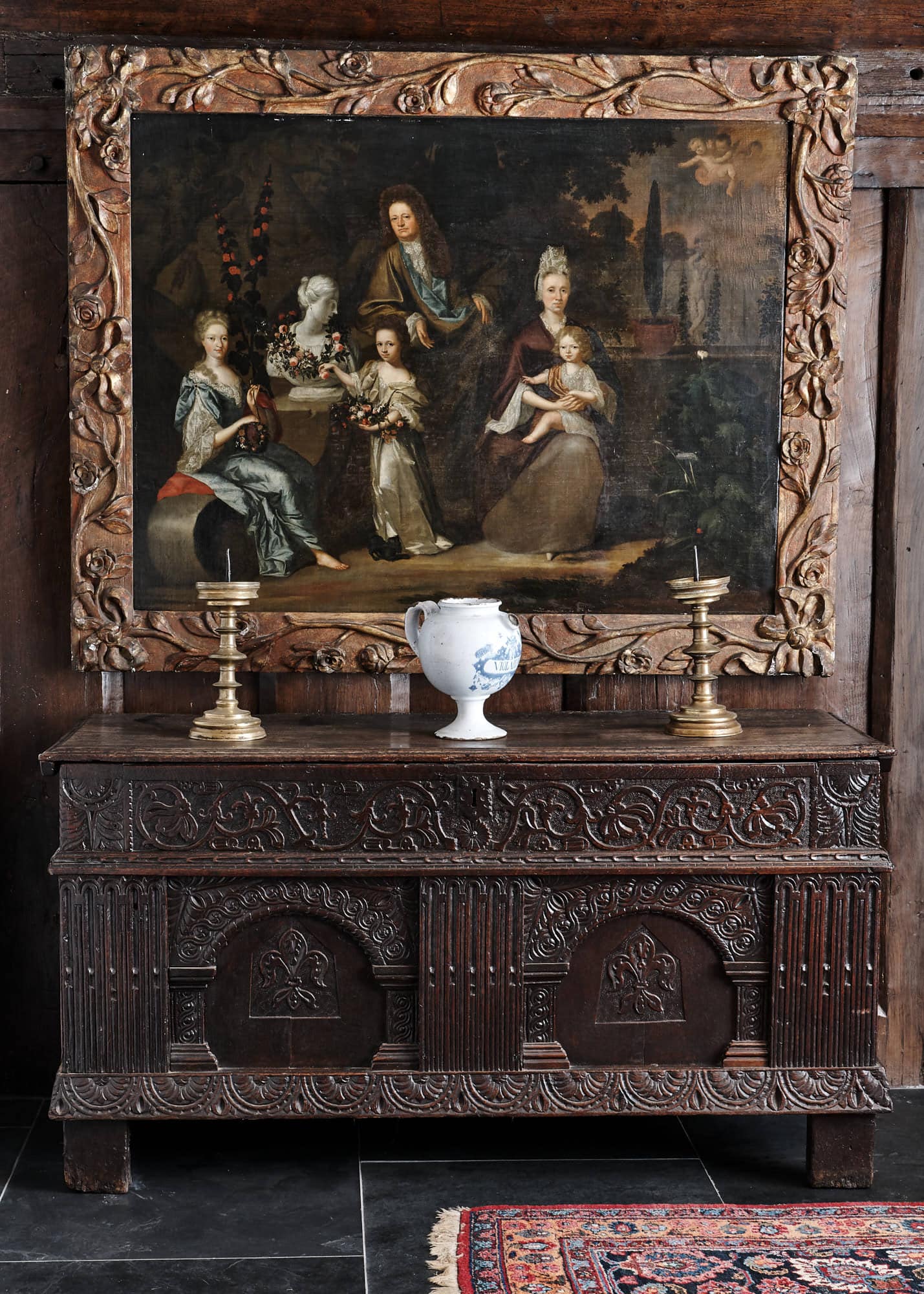 Elizabeth I oak carved chest
