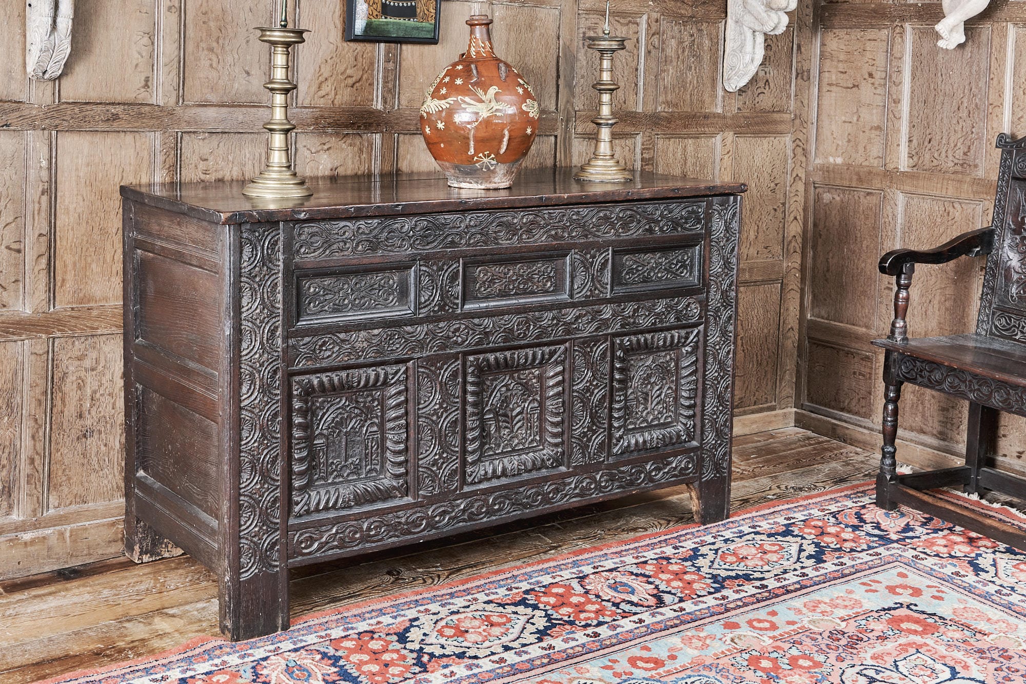 James I carved oak chest